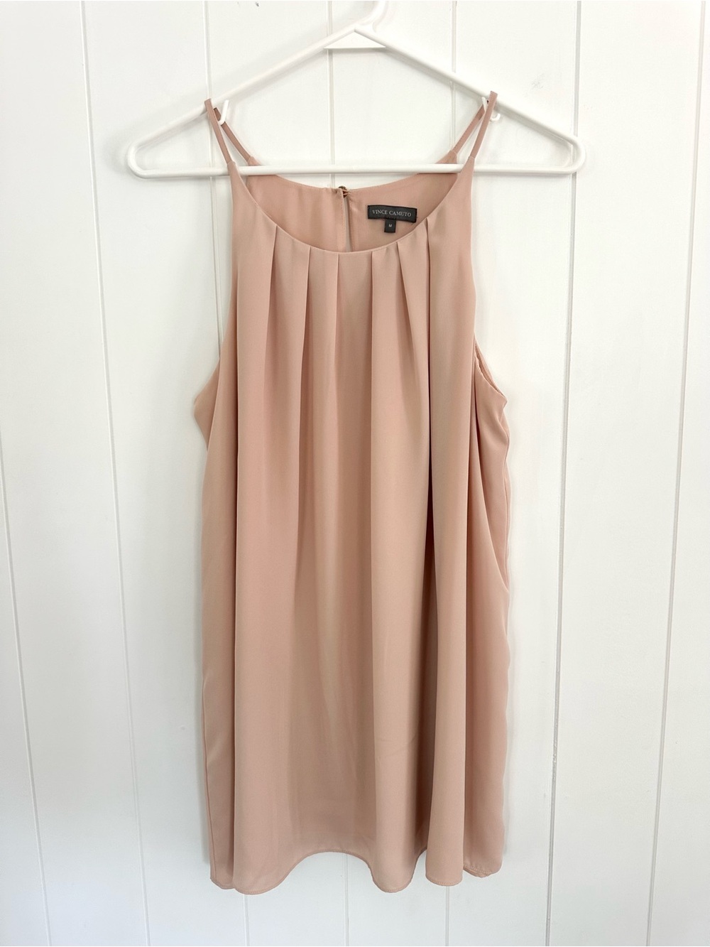 Vince Camuto Nude Beige Colored Pleated Flowy Tunic